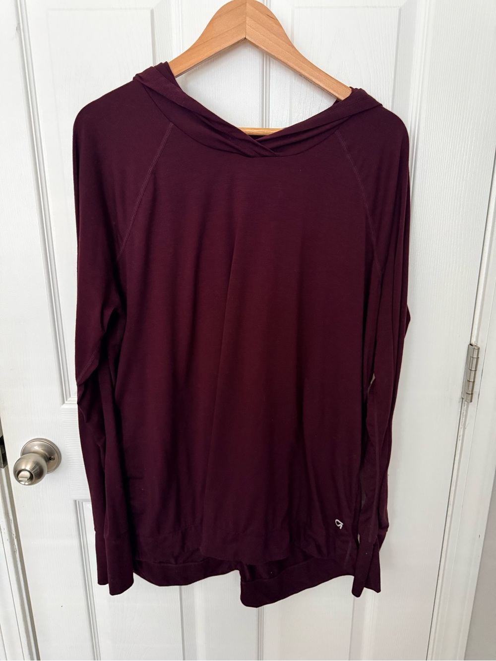 GAP Women's Burgundy Hooded Long-Sleeve Top